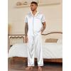 Ekouaer Mens Satin Pajama Set Short Sleeve Button Down Sleepwear Classic Loungewear Set with Long Pants(White)
