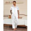 Ekouaer Mens Satin Pajama Set Short Sleeve Button Down Sleepwear Classic Loungewear Set with Long Pants(White)