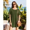 Ekouaer Swimsuit Coverup for Women 2026 Short Sleeve Bathing Suit Cover Ups Beach Summer T-Shirt Dresses with Pockets(Army Green)