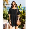 Ekouaer Swimsuit Coverup for Women 2026 Short Sleeve Bathing Suit Cover Ups Beach Summer T-Shirt Dresses with Pockets(Black)