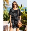 Ekouaer Swimsuit Coverup for Women 2026 Short Sleeve Bathing Suit Cover Ups Beach Summer T-Shirt Dresses with Pockets(Black Floral)