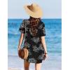 Ekouaer Swimsuit Coverup for Women 2026 Short Sleeve Bathing Suit Cover Ups Beach Summer T-Shirt Dresses with Pockets(Black Floral)