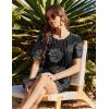 Ekouaer Swimsuit Coverup for Women 2026 Short Sleeve Bathing Suit Cover Ups Beach Summer T-Shirt Dresses with Pockets(Black Floral)