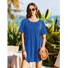 Ekouaer Swimsuit Coverup for Women 2026 Short Sleeve Bathing Suit Cover Ups Beach Summer T-Shirt Dresses with Pockets(Blue)