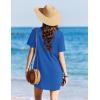 Ekouaer Swimsuit Coverup for Women 2026 Short Sleeve Bathing Suit Cover Ups Beach Summer T-Shirt Dresses with Pockets(Blue)