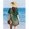 Ekouaer Swimsuit Coverup for Women 2026 Short Sleeve Bathing Suit Cover Ups Beach Summer T-Shirt Dresses with Pockets(Green Floral)