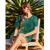 Ekouaer Swimsuit Coverup for Women 2026 Short Sleeve Bathing Suit Cover Ups Beach Summer T-Shirt Dresses with Pockets(Green Floral)