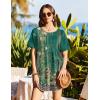 Ekouaer Swimsuit Coverup for Women 2026 Short Sleeve Bathing Suit Cover Ups Beach Summer T-Shirt Dresses with Pockets(Green Floral)