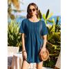 Ekouaer Swimsuit Coverup for Women 2026 Short Sleeve Bathing Suit Cover Ups Beach Summer T-Shirt Dresses with Pockets(Grey Blue)