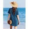 Ekouaer Swimsuit Coverup for Women 2026 Short Sleeve Bathing Suit Cover Ups Beach Summer T-Shirt Dresses with Pockets(Grey Blue)