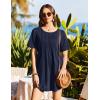 Ekouaer Swimsuit Coverup for Women 2026 Short Sleeve Bathing Suit Cover Ups Beach Summer T-Shirt Dresses with Pockets(Navy Blue)