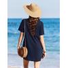 Ekouaer Swimsuit Coverup for Women 2026 Short Sleeve Bathing Suit Cover Ups Beach Summer T-Shirt Dresses with Pockets(Navy Blue)