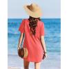 Ekouaer Swimsuit Coverup for Women 2026 Short Sleeve Bathing Suit Cover Ups Beach Summer T-Shirt Dresses with Pockets(Orange Pink)