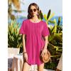 Ekouaer Swimsuit Coverup for Women 2026 Short Sleeve Bathing Suit Cover Ups Beach Summer T-Shirt Dresses with Pockets(Rose Red)