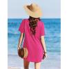 Ekouaer Swimsuit Coverup for Women 2026 Short Sleeve Bathing Suit Cover Ups Beach Summer T-Shirt Dresses with Pockets(Rose Red)