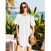 Ekouaer Swimsuit Coverup for Women 2026 Short Sleeve Bathing Suit Cover Ups Beach Summer T-Shirt Dresses with Pockets(White)