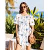 Ekouaer Swimsuit Coverup for Women 2026 Short Sleeve Bathing Suit Cover Ups Beach Summer T-Shirt Dresses with Pockets(White Floral)