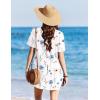 Ekouaer Swimsuit Coverup for Women 2026 Short Sleeve Bathing Suit Cover Ups Beach Summer T-Shirt Dresses with Pockets(White Floral)