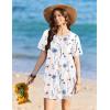 Ekouaer Swimsuit Coverup for Women 2026 Short Sleeve Bathing Suit Cover Ups Beach Summer T-Shirt Dresses with Pockets(White Floral)