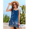Ekouaer Swimsuit Coverup for Women Sleeveless Bathing Suit Cover Up 2026 Twisted Tank Beach Summer Dress A-line Sundress(Blue Ethnic Floral)