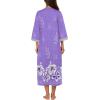 Ekouaer Women Zipper Robe 3/4 Sleeves Loungewear Dress Full Length Sleepwear Pockets Housecoat Nightgown Long Bathrobe(Purple Flower)