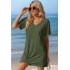 Ekouaer Women’s Coverup Short Sleeve Swimsuit Cover Ups 2026 Summer Bathing Suit Cover Twisted Cover Up Dress S-2XL(Army Green)