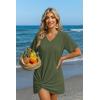 Ekouaer Women’s Coverup Short Sleeve Swimsuit Cover Ups 2026 Summer Bathing Suit Cover Twisted Cover Up Dress S-2XL(Army Green)