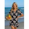 Ekouaer Women’s Coverup Short Sleeve Swimsuit Cover Ups 2026 Summer Bathing Suit Cover Twisted Cover Up Dress S-2XL(Black Palm Leaf)