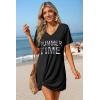 Ekouaer Women’s Coverup Short Sleeve Swimsuit Cover Ups 2026 Summer Bathing Suit Cover Twisted Cover Up Dress S-2XL(Black Summer Time)