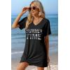 Ekouaer Women’s Coverup Short Sleeve Swimsuit Cover Ups 2026 Summer Bathing Suit Cover Twisted Cover Up Dress S-2XL(Black Summer Time)