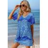 Ekouaer Women’s Coverup Short Sleeve Swimsuit Cover Ups 2026 Summer Bathing Suit Cover Twisted Cover Up Dress S-2XL(Blue Paisley Print)