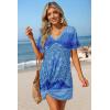 Ekouaer Women’s Coverup Short Sleeve Swimsuit Cover Ups 2026 Summer Bathing Suit Cover Twisted Cover Up Dress S-2XL(Blue Paisley Print)