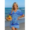 Ekouaer Women’s Coverup Short Sleeve Swimsuit Cover Ups 2026 Summer Bathing Suit Cover Twisted Cover Up Dress S-2XL(Blue Paisley Print)