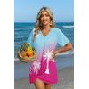 Ekouaer Women’s Coverup Short Sleeve Swimsuit Cover Ups 2026 Summer Bathing Suit Cover Twisted Cover Up Dress S-2XL(Blue Pink Tree)