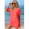 Ekouaer Women’s Coverup Short Sleeve Swimsuit Cover Ups 2026 Summer Bathing Suit Cover Twisted Cover Up Dress S-2XL(Coral Orange)