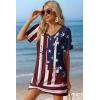Ekouaer Women’s Coverup Short Sleeve Swimsuit Cover Ups 2026 Summer Bathing Suit Cover Twisted Cover Up Dress S-2XL(Flag)