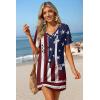 Ekouaer Women’s Coverup Short Sleeve Swimsuit Cover Ups 2026 Summer Bathing Suit Cover Twisted Cover Up Dress S-2XL(Flag)