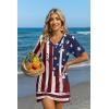 Ekouaer Women’s Coverup Short Sleeve Swimsuit Cover Ups 2026 Summer Bathing Suit Cover Twisted Cover Up Dress S-2XL(Flag)