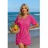 Ekouaer Women’s Coverup Short Sleeve Swimsuit Cover Ups 2026 Summer Bathing Suit Cover Twisted Cover Up Dress S-2XL(Hot Pink)