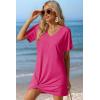 Ekouaer Women’s Coverup Short Sleeve Swimsuit Cover Ups 2026 Summer Bathing Suit Cover Twisted Cover Up Dress S-2XL(Hot Pink)