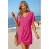 Ekouaer Women’s Coverup Short Sleeve Swimsuit Cover Ups 2026 Summer Bathing Suit Cover Twisted Cover Up Dress S-2XL(Hot Pink)