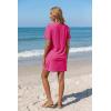 Ekouaer Women’s Coverup Short Sleeve Swimsuit Cover Ups 2026 Summer Bathing Suit Cover Twisted Cover Up Dress S-2XL(Hot Pink)