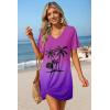 Ekouaer Women’s Coverup Short Sleeve Swimsuit Cover Ups 2026 Summer Bathing Suit Cover Twisted Cover Up Dress S-2XL(Purple Blue Coconut)
