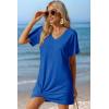 Ekouaer Women’s Coverup Short Sleeve Swimsuit Cover Ups 2026 Summer Bathing Suit Cover Twisted Cover Up Dress S-2XL(Snorkel Blue)