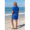 Ekouaer Women’s Coverup Short Sleeve Swimsuit Cover Ups 2026 Summer Bathing Suit Cover Twisted Cover Up Dress S-2XL(Snorkel Blue)