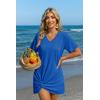 Ekouaer Women’s Coverup Short Sleeve Swimsuit Cover Ups 2026 Summer Bathing Suit Cover Twisted Cover Up Dress S-2XL(Snorkel Blue)