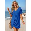 Ekouaer Women’s Coverup Short Sleeve Swimsuit Cover Ups 2026 Summer Bathing Suit Cover Twisted Cover Up Dress S-2XL(Snorkel Blue)