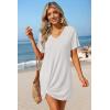 Ekouaer Women’s Coverup Short Sleeve Swimsuit Cover Ups 2026 Summer Bathing Suit Cover Twisted Cover Up Dress S-2XL(White)
