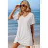 Ekouaer Women’s Coverup Short Sleeve Swimsuit Cover Ups 2026 Summer Bathing Suit Cover Twisted Cover Up Dress S-2XL(White)