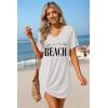 Ekouaer Women’s Coverup Short Sleeve Swimsuit Cover Ups 2026 Summer Bathing Suit Cover Twisted Cover Up Dress S-2XL(White Beach Letter)